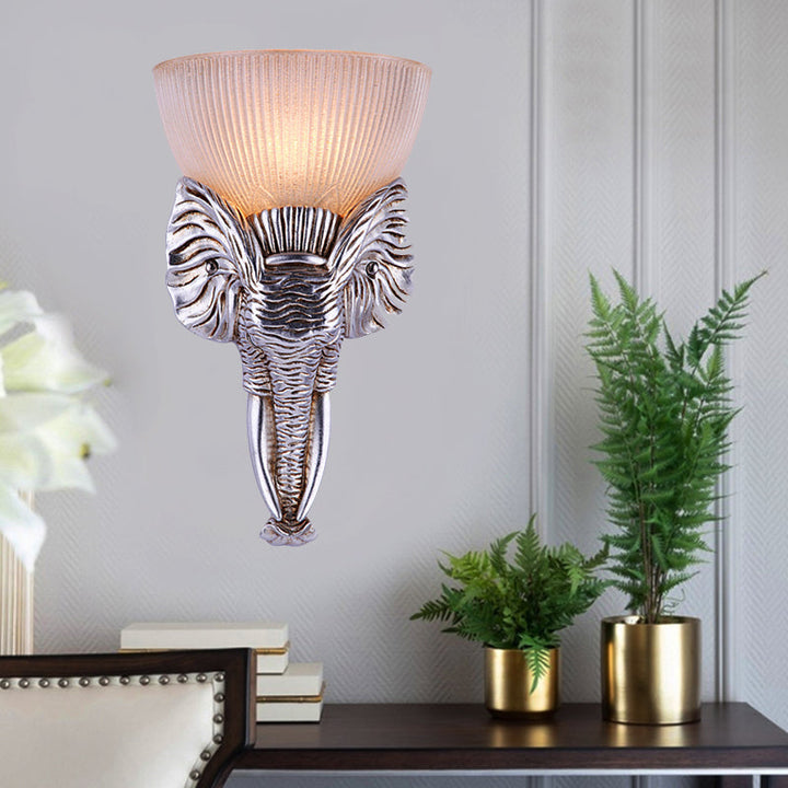 Skørter | Silver Elephant Wall Lamp Traditional Prism Glass 1 Light Corridor Wall Mounted Light