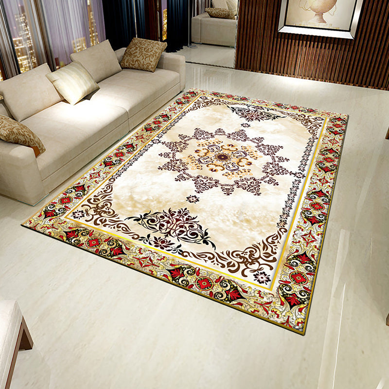 Lisslune | Multi-Colored Flower Print Rug Synthetic Antique Indoor Rug Non-Slip Backing Easy Maintenance Area Rug for the Living Room
