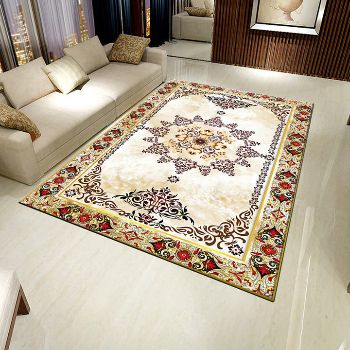 Lisslune | Multi-Colored Flower Print Rug Synthetic Antique Indoor Rug Non-Slip Backing Easy Maintenance Area Rug for the Living Room
