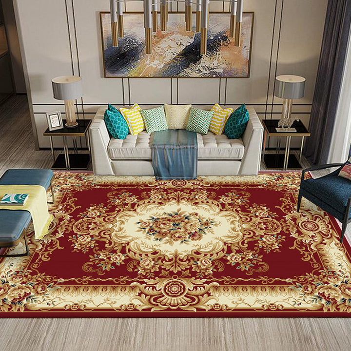 Lisslune | Multi-Colored Flower Print Rug Synthetic Antique Indoor Rug Non-Slip Backing Easy Maintenance Area Rug for the Living Room