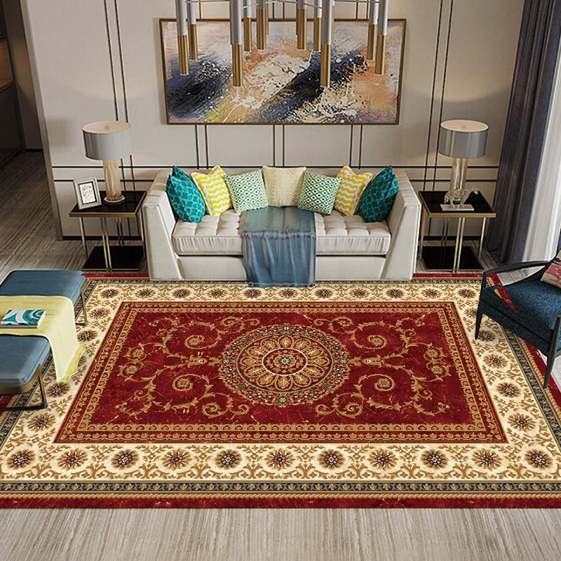 Lisslune | Multi-Colored Flower Print Rug Synthetic Antique Indoor Rug Non-Slip Backing Easy Maintenance Area Rug for the Living Room