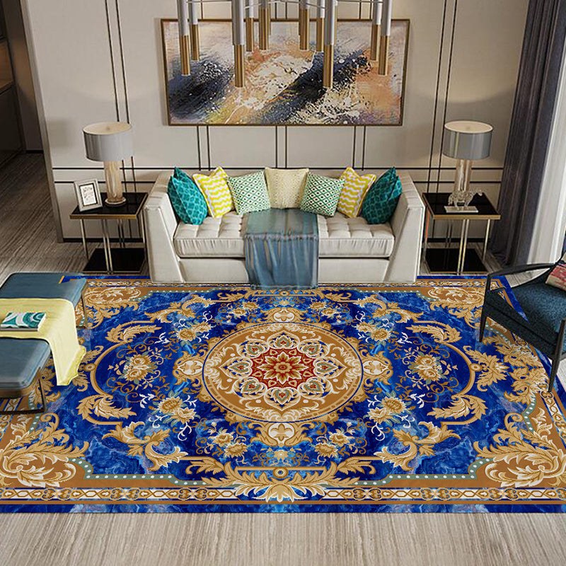 Lisslune | Multi-Colored Flower Print Rug Synthetic Antique Indoor Rug Non-Slip Backing Easy Maintenance Area Rug for the Living Room