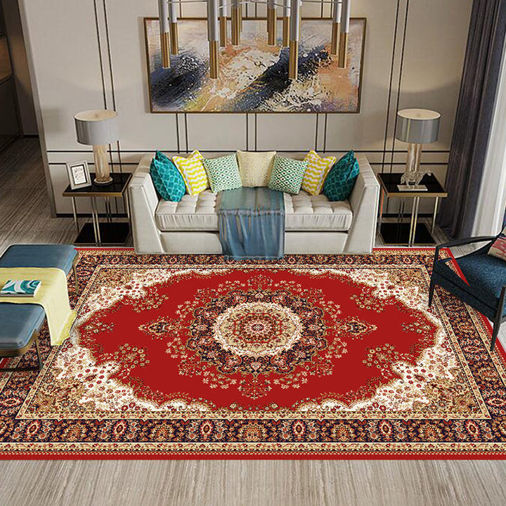 Lisslune | Multi-Colored Flower Print Rug Synthetic Antique Indoor Rug Non-Slip Backing Easy Maintenance Area Rug for the Living Room