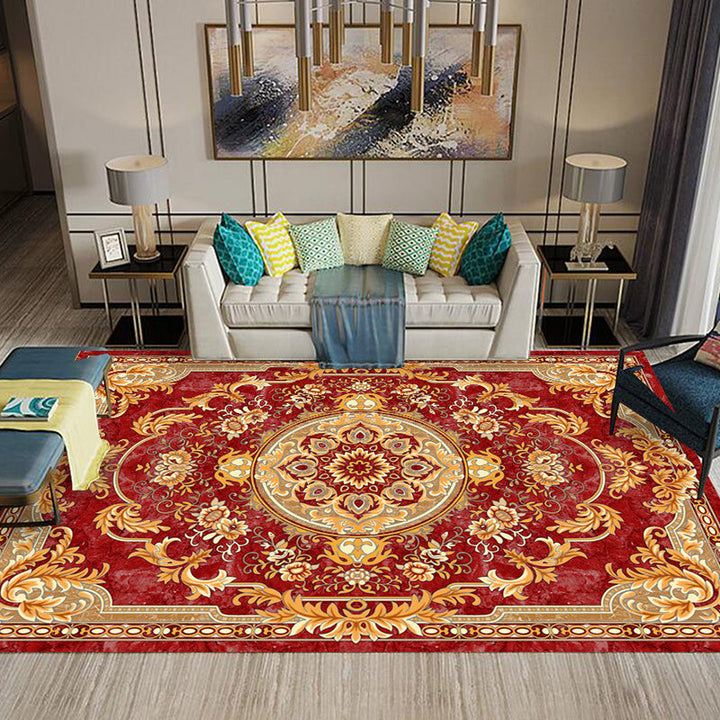 Lisslune | Multi-Colored Flower Print Rug Synthetic Antique Indoor Rug Non-Slip Backing Easy Maintenance Area Rug for the Living Room