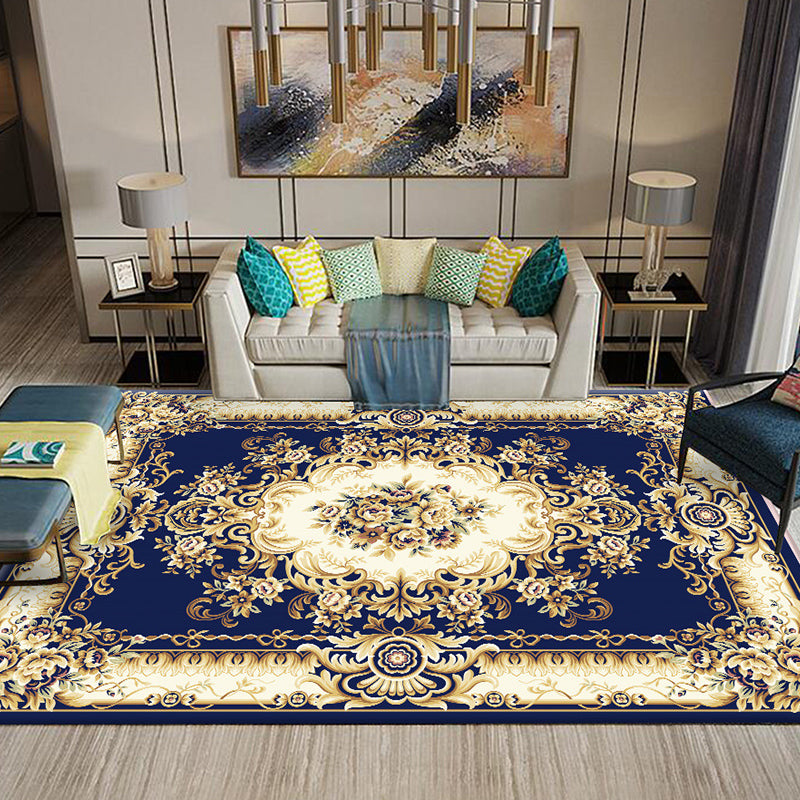 Lisslune | Multi-Colored Flower Print Rug Synthetic Antique Indoor Rug Non-Slip Backing Easy Maintenance Area Rug for the Living Room