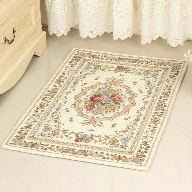 Lisslune | Simple Bedroom Carpet Colorful Floral Printed Indoor Rug Acrylic Non-Slip Pet-Friendly Rug