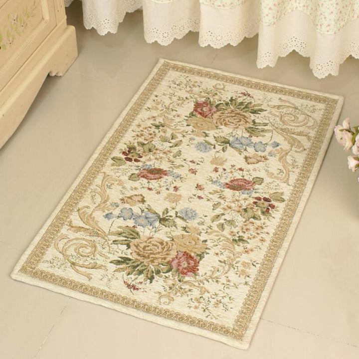 Lisslune | Simple Bedroom Carpet Colorful Floral Printed Indoor Rug Acrylic Non-Slip Pet-Friendly Rug