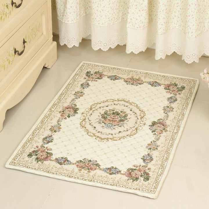 Lisslune | Simple Bedroom Carpet Colorful Floral Printed Indoor Rug Acrylic Non-Slip Pet-Friendly Rug