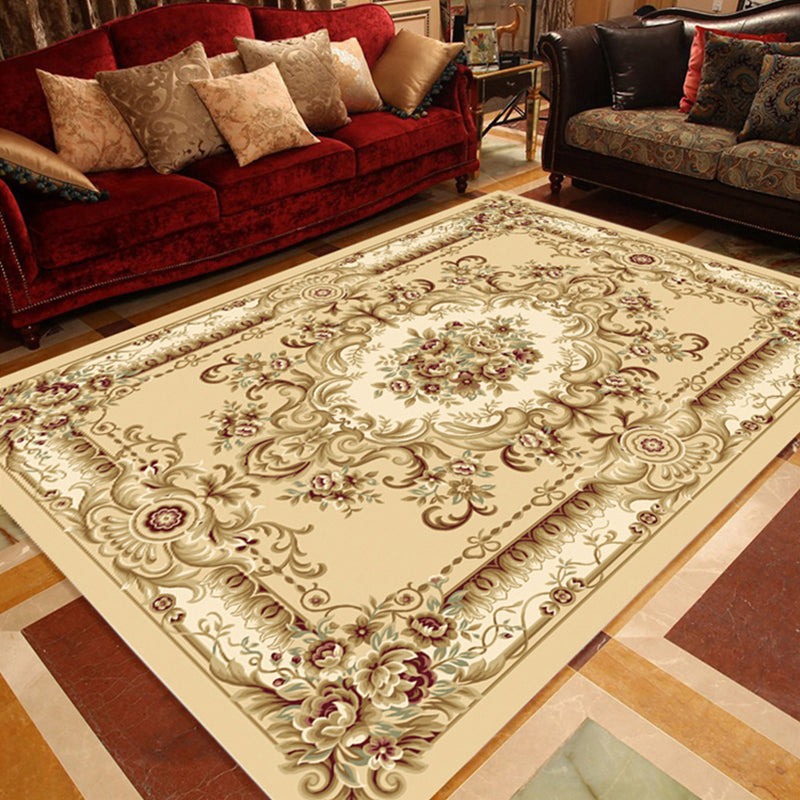 Lisslune | Multicolored parlor rug Nostalgia floral pattern area rug non-slip backing washable rug