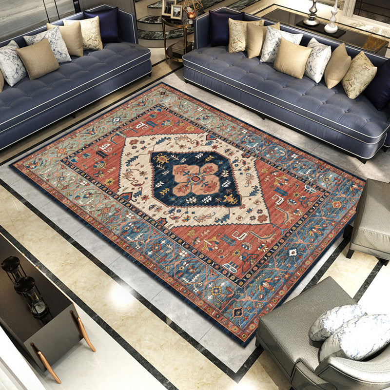 Lisslune | Multicolored parlor rug Nostalgia floral pattern area rug non-slip backing washable rug