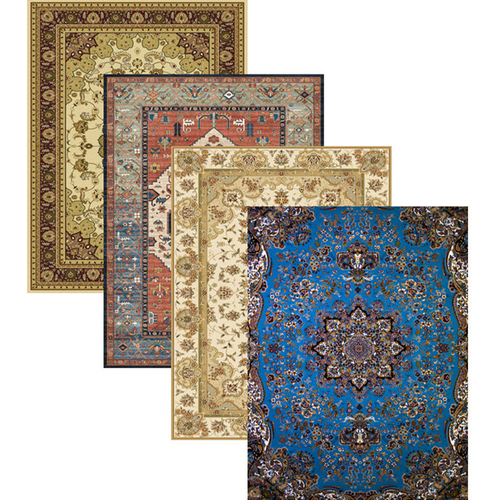 Lisslune | Multicolored parlor rug Nostalgia floral pattern area rug non-slip backing washable rug