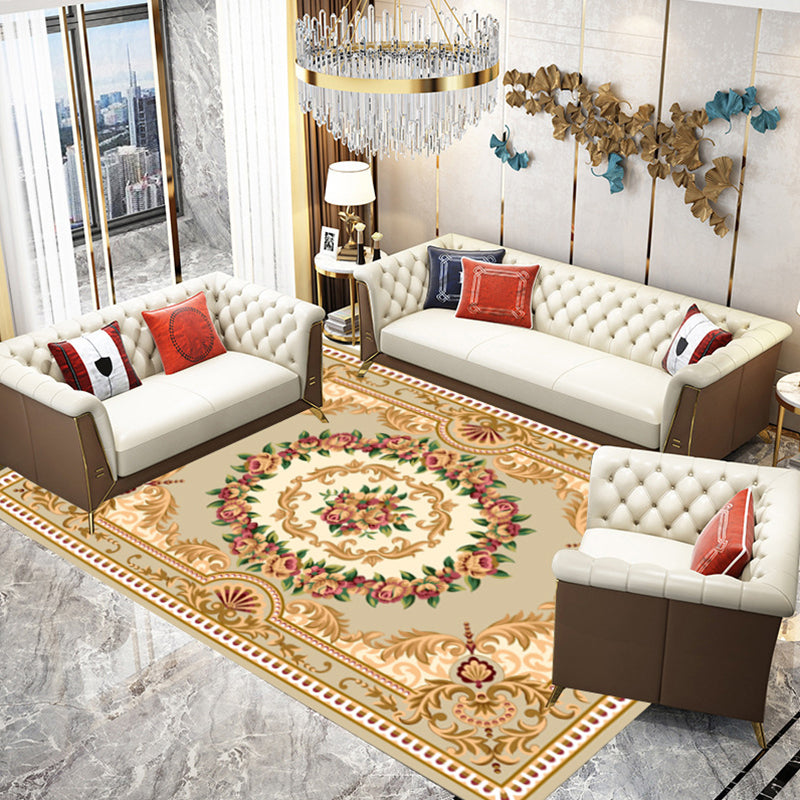 Lisslune | Multicolored parlor rug Nostalgia floral pattern area rug non-slip backing washable rug