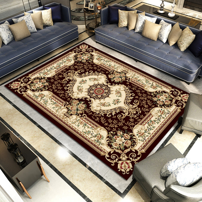 Lisslune | Multicolored parlor rug Nostalgia floral pattern area rug non-slip backing washable rug
