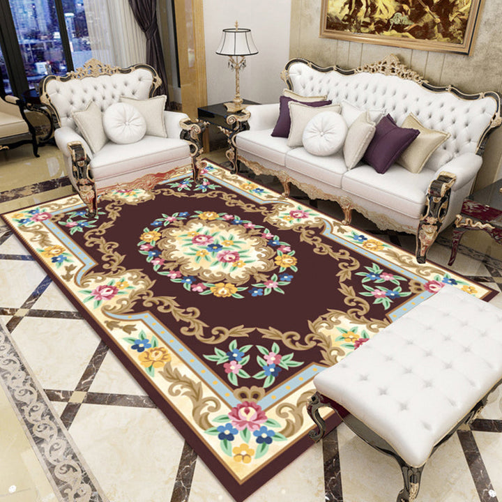Lisslune | Multicolored parlor rug Nostalgia floral pattern area rug non-slip backing washable rug