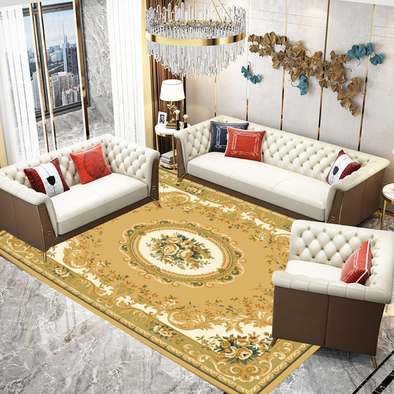 Lisslune | Multicolored parlor rug Nostalgia floral pattern area rug non-slip backing washable rug