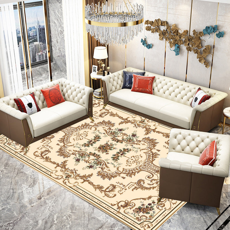 Lisslune | Multicolored parlor rug Nostalgia floral pattern area rug non-slip backing washable rug