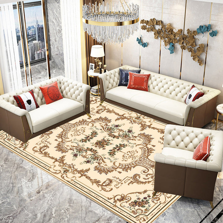Lisslune | Multicolored parlor rug Nostalgia floral pattern area rug non-slip backing washable rug