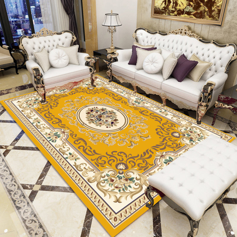 Lisslune | Multicolored parlor rug Nostalgia floral pattern area rug non-slip backing washable rug