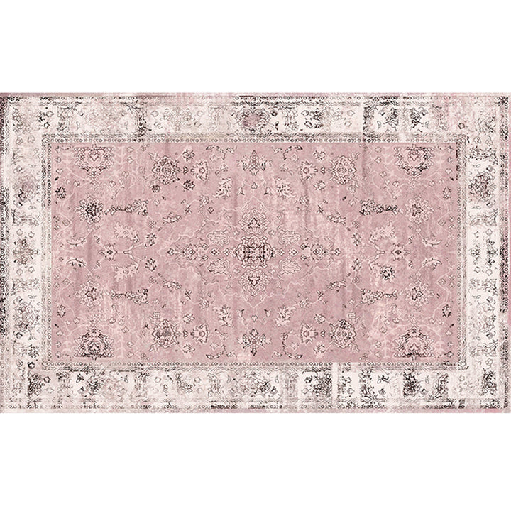 Lisslune | Retro geometric pattern carpet multicolored synthetic area carpet non-slip pet-friendly washable carpet for room