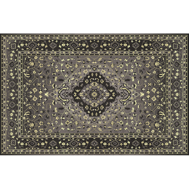 Lisslune | Retro geometric pattern carpet multicolored synthetic area carpet non-slip pet-friendly washable carpet for room