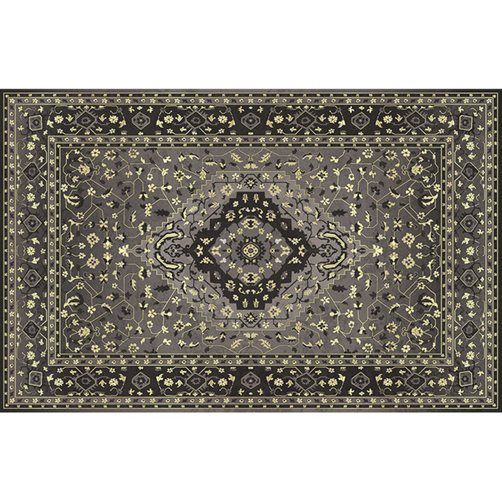 Lisslune | Retro geometric pattern carpet multicolored synthetic area carpet non-slip pet-friendly washable carpet for room