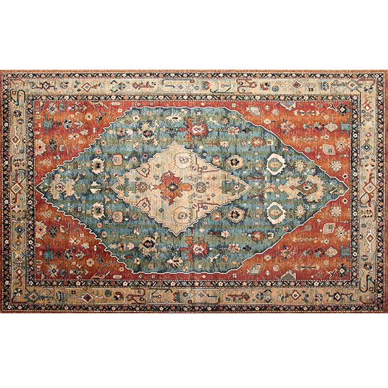 Lisslune | Retro geometric pattern carpet multicolored synthetic area carpet non-slip pet-friendly washable carpet for room