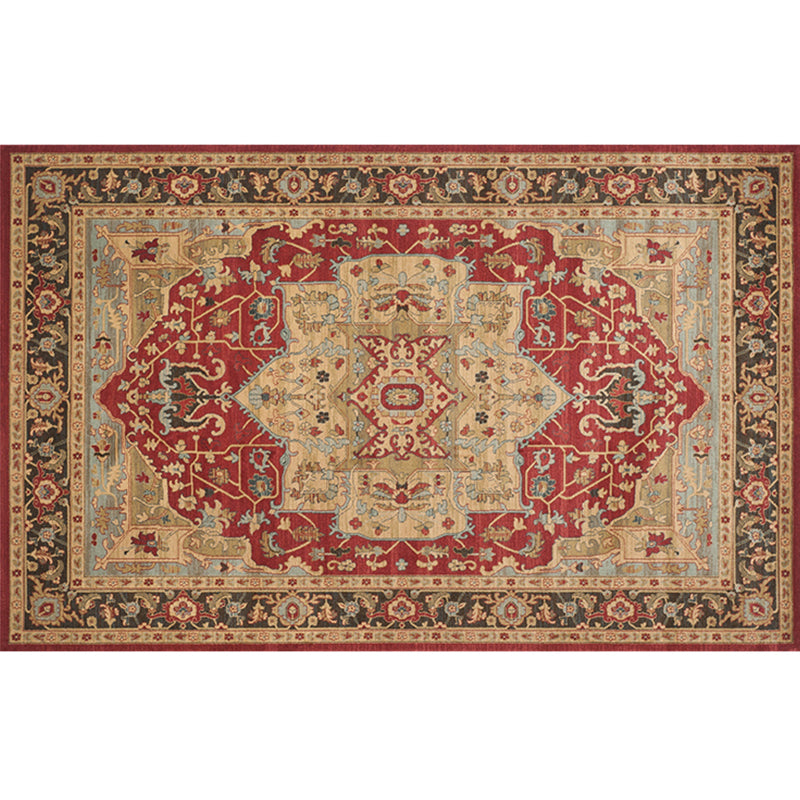 Lisslune | Retro geometric pattern carpet multicolored synthetic area carpet non-slip pet-friendly washable carpet for room