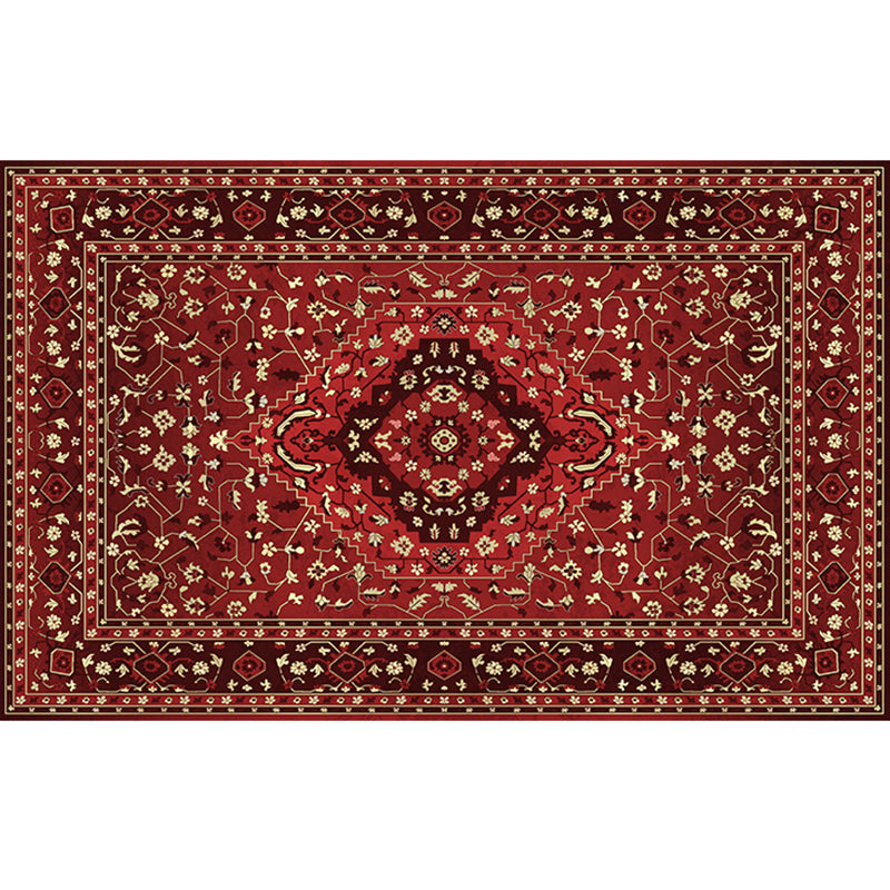 Lisslune | Retro geometric pattern carpet multicolored synthetic area carpet non-slip pet-friendly washable carpet for room