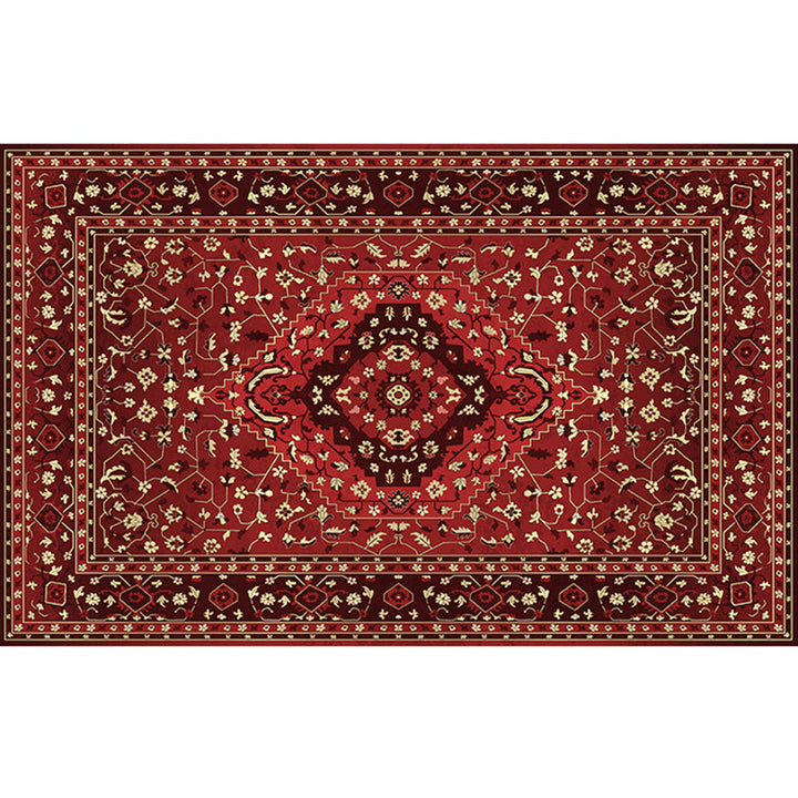 Lisslune | Retro geometric pattern carpet multicolored synthetic area carpet non-slip pet-friendly washable carpet for room