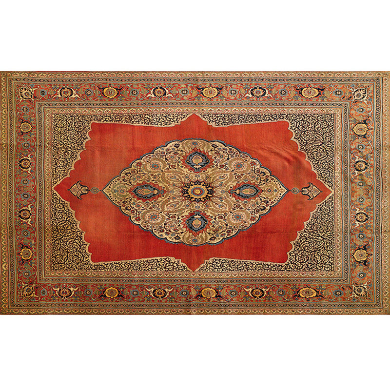 Lisslune | Retro geometric pattern carpet multicolored synthetic area carpet non-slip pet-friendly washable carpet for room