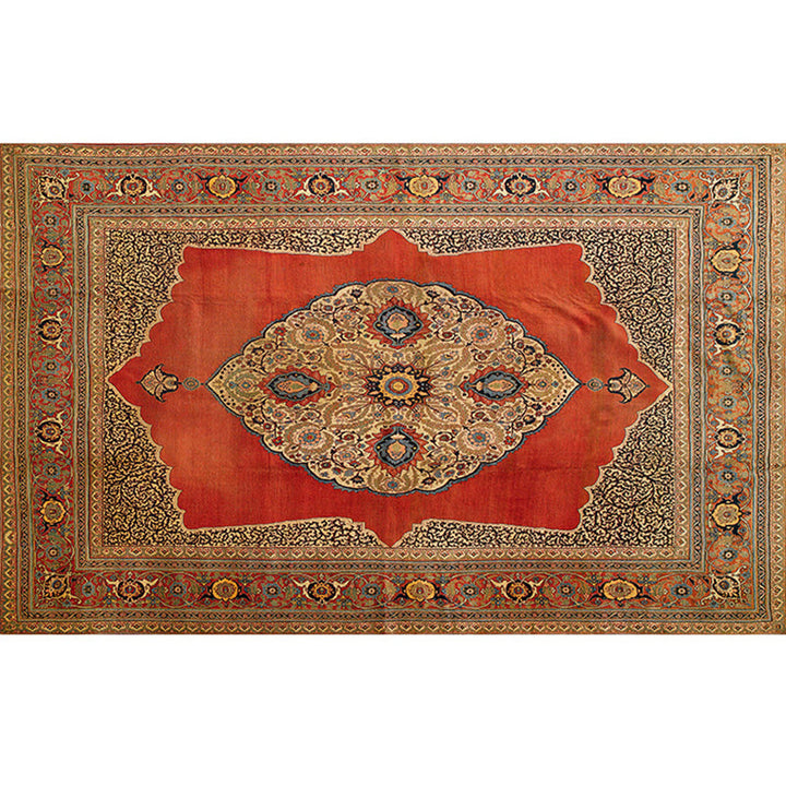 Lisslune | Retro geometric pattern carpet multicolored synthetic area carpet non-slip pet-friendly washable carpet for room