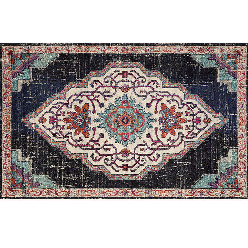 Lisslune | Retro geometric pattern carpet multicolored synthetic area carpet non-slip pet-friendly washable carpet for room