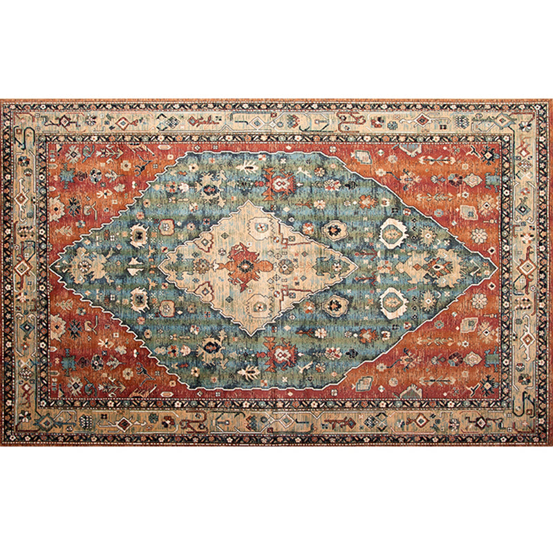 Lisslune | Retro geometric pattern carpet multicolored synthetic area carpet non-slip pet-friendly washable carpet for room
