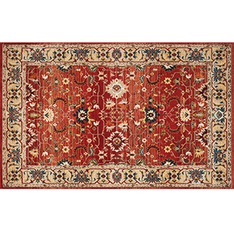 Lisslune | Retro geometric pattern carpet multicolored synthetic area carpet non-slip pet-friendly washable carpet for room