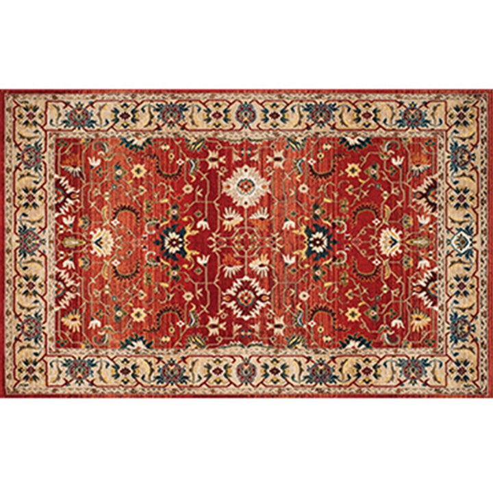 Lisslune | Retro geometric pattern carpet multicolored synthetic area carpet non-slip pet-friendly washable carpet for room