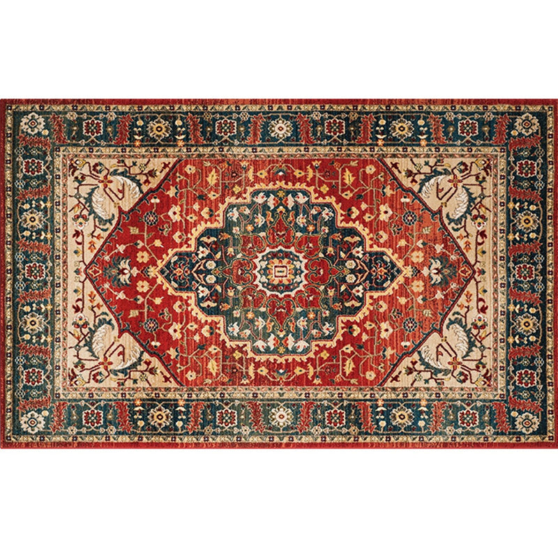 Lisslune | Retro geometric pattern carpet multicolored synthetic area carpet non-slip pet-friendly washable carpet for room