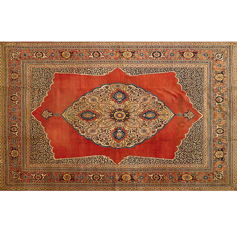 Lisslune | Retro geometric pattern carpet multicolored synthetic area carpet non-slip pet-friendly washable carpet for room