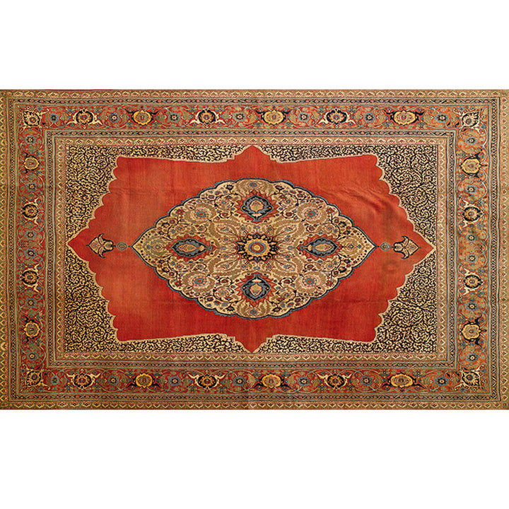 Lisslune | Retro geometric pattern carpet multicolored synthetic area carpet non-slip pet-friendly washable carpet for room