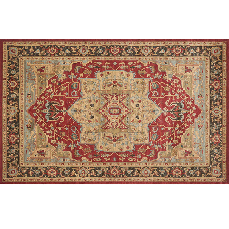 Lisslune | Retro geometric pattern carpet multicolored synthetic area carpet non-slip pet-friendly washable carpet for room