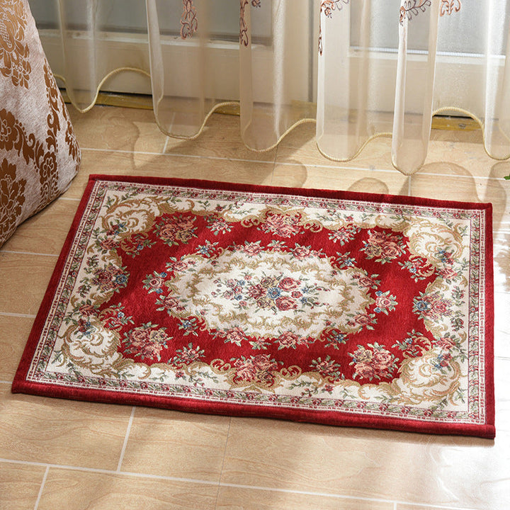 Lisslune | Multicolored bedroom rug Shabby Chic floral pattern area rug acrylic non-slip backing stain-resistant rug