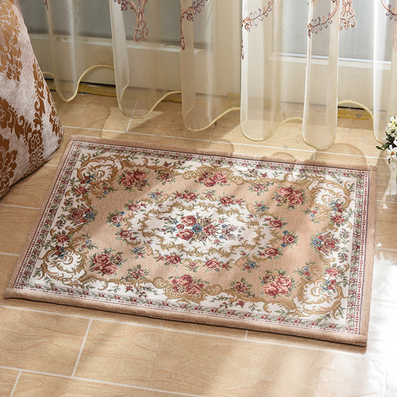 Lisslune | Multicolored bedroom rug Shabby Chic floral pattern area rug acrylic non-slip backing stain-resistant rug
