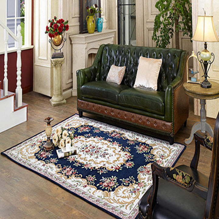 Lisslune | Multicolored bedroom rug Shabby Chic floral pattern area rug acrylic non-slip backing stain-resistant rug