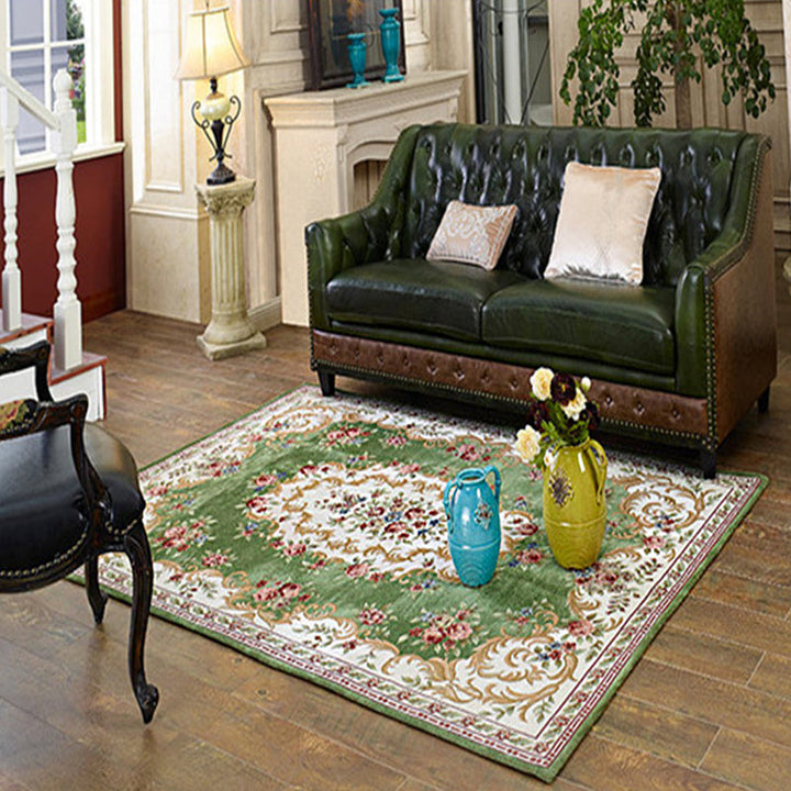Lisslune | Multicolored bedroom rug Shabby Chic floral pattern area rug acrylic non-slip backing stain-resistant rug