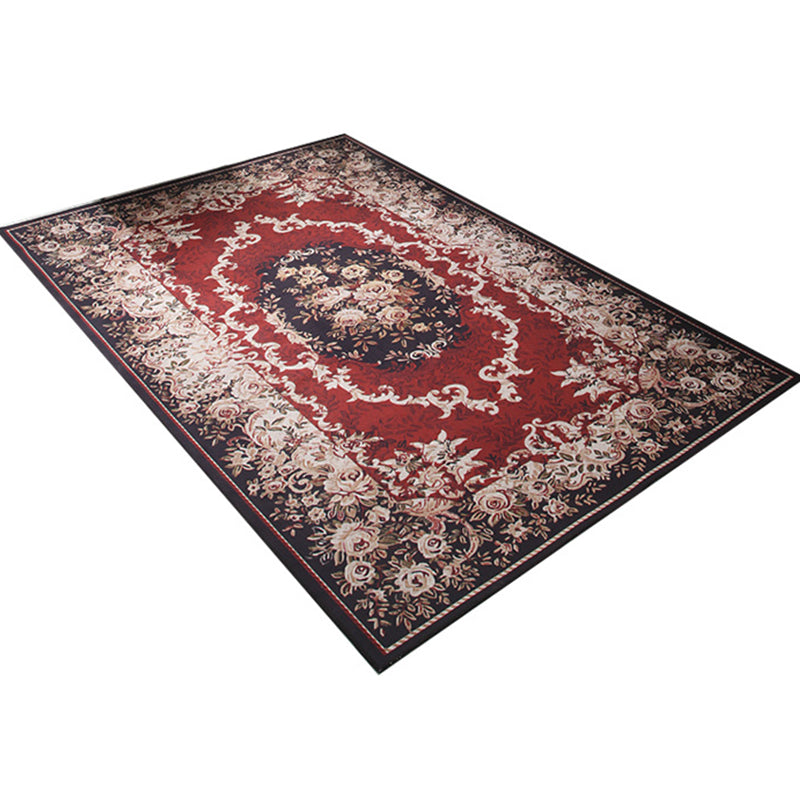 Lisslune | Classic printed rug with floral pattern multicolored indoor rug non-slip backing pet-friendly rug