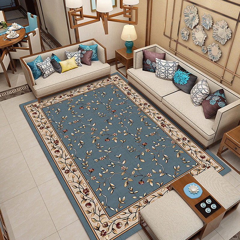 Lisslune | Classic printed rug with floral pattern multicolored indoor rug non-slip backing pet-friendly rug