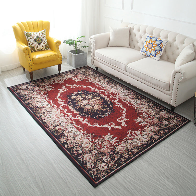 Lisslune | Classic printed rug with floral pattern multicolored indoor rug non-slip backing pet-friendly rug
