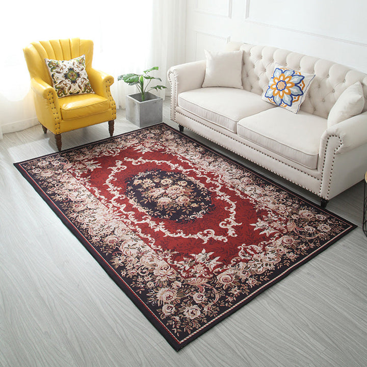 Lisslune | Classic printed rug with floral pattern multicolored indoor rug non-slip backing pet-friendly rug