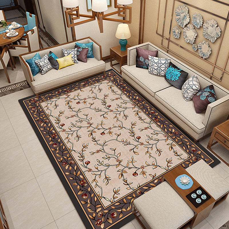 Lisslune | Classic printed rug with floral pattern multicolored indoor rug non-slip backing pet-friendly rug