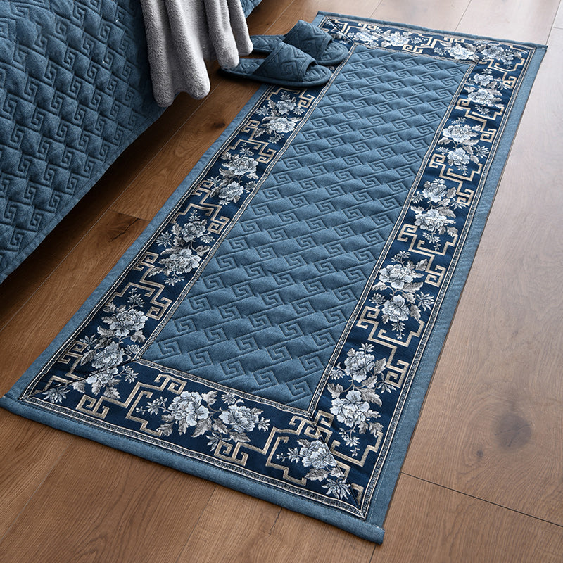 Lisslune | Multi-colored Asia Rug Polypropylene Flower Print Carpet Non-slip Backing Pet-friendly Carpet for Bedroom