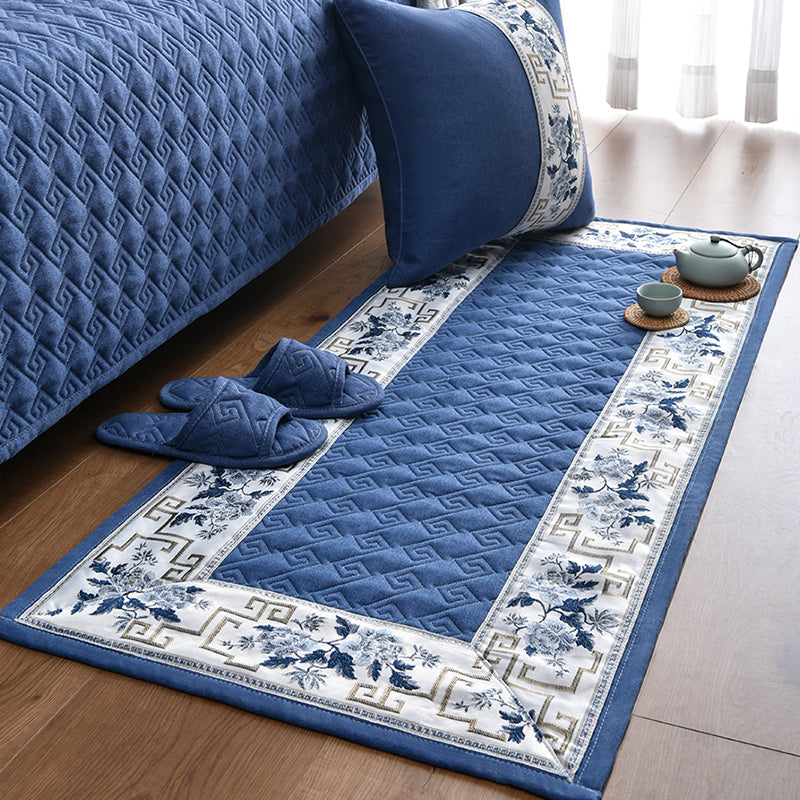 Lisslune | Multi-colored Asia Rug Polypropylene Flower Print Carpet Non-slip Backing Pet-friendly Carpet for Bedroom